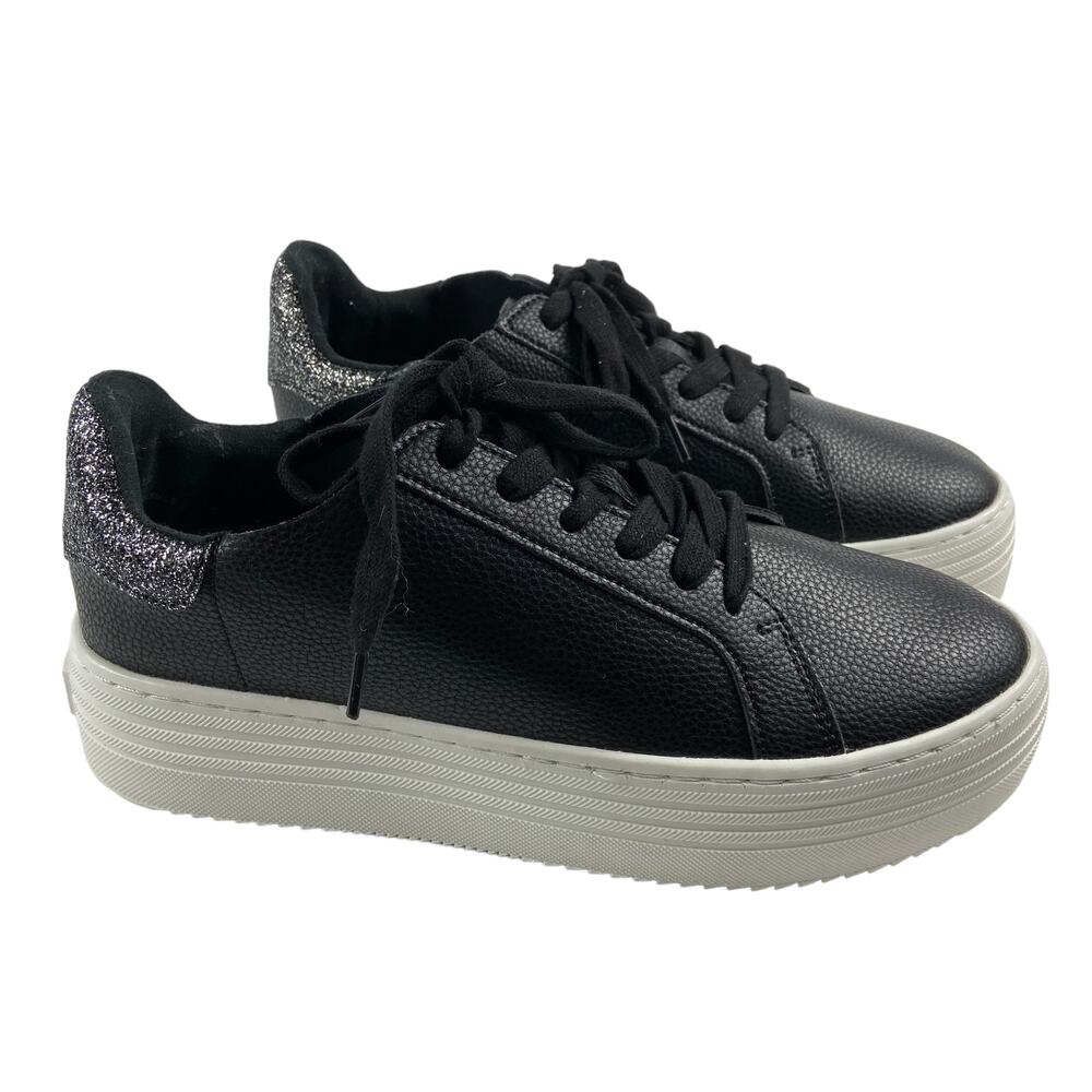 Joy Leather Platform Black Leather Women's Shoes 7.5 W